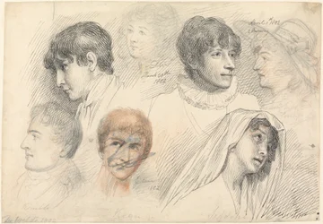 Portrait Studies of Actors including Mary Wells as Cowslip, John Kemble, Edmund Kean, and Sarah Siddons as Hermione