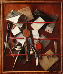 Feigned Letter Rack with Writing Implements