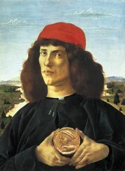 Portrait of Man with the Medal of Cosme Medicis the Elder (ca. 1475), Painting by Alessandro di Mariano dei Filipepi known as Sandro Botticelli (1445-1510). Florence, Uffizi Museum