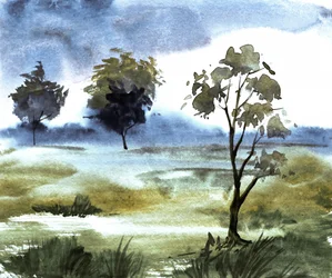 Misty Purple Trees