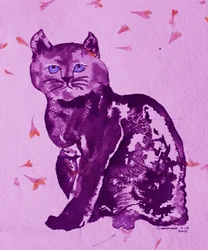Purple Cat and Petals