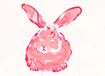 Red Watercolor Bunny