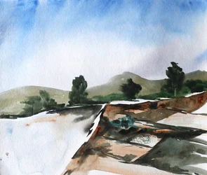 Watercolor Mountain Reflections
