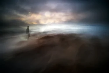 Solitary Figure Misty Horizon