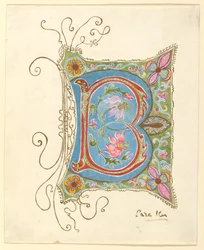 Drawing, Illuminated Initial