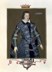 Portrait of Robert Devereux (1566-1601) 2nd Earl of Essex from Memoirs of the Court of Queen Elizabeth after the Oil by Sir William Segar, Published in 1825