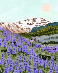 Serene Mountain Flower Field