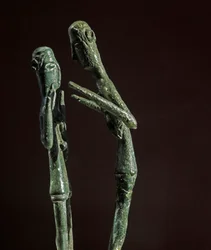 Nuragic culture (nuraghi), Sardinian: sculpted group of bronze wrestlers. 8th-7th century BC. Cagliari, Museo Nazionale Archeologico, Sardinia, Italy