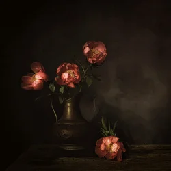 Deep Red Peony Blooms