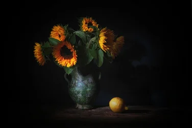 Dramatic Sunflowers and Lemon