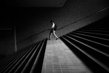 Man on Geometric Stairs