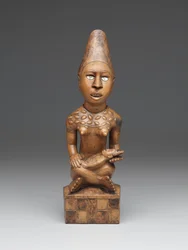 Seated Female Figure with Child (pfemba) Yombe Group, Kongo Peoples
