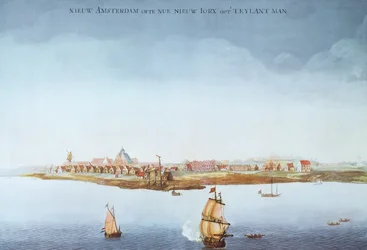 New Amsterdam on Manhattan Island in 1650