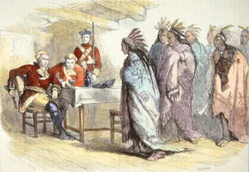 Pontiac visits Major Gladwin at Fort Detroit in 1763