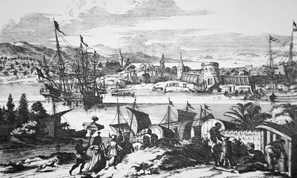 View of St. Augustine, Florida in the 17th century