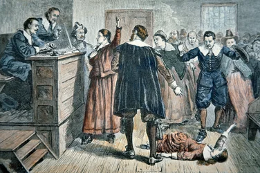 Witches of Salem - a girl bewitched at a trial in 1692