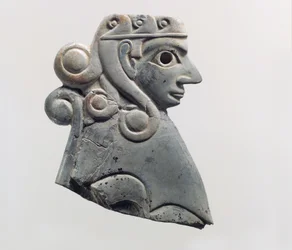 Furniture plaque: female sphinx with Hathor-style curls, c.18th century BC