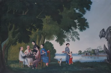Chinese Playing Cards by a River