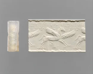 Cylinder seal and modern impression: winged horse with claws and horns