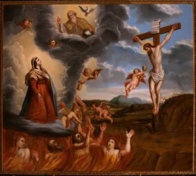The Mediation of Holy Mary for the Purgatory. End 17th Century