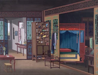 Drawing of the interior of the house of a Chinese official