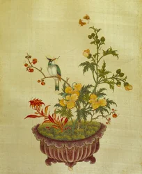 Art China: painting on silk flowers and birds. Anonymous of the 18th century. Paris, BN