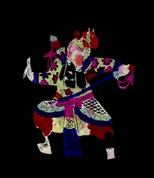 Character from the Beijing Opera. Painted Paper Cutting or 
