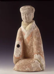 Lady of Court, China, Western Han era (206 BC - 220 AD), 60 cm H. Terracotta statuette