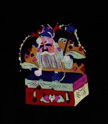 Male Character, Chinese Deity. Painted Paper Cutting or 