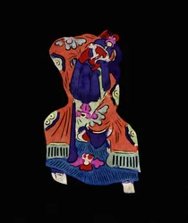 Male Character of the Beijing Opera. Painted Paper Cutting or "Jian Zhi", Chinese Folk Art, Beijing
