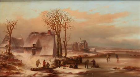 A Winter Landscape with Figures on a Frozen Lake