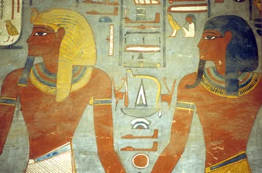 Ancient Egypt, Tomb of Rameses I, Rameses I with the God Harsiesis