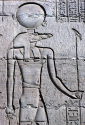 Ancient Egypt, Wall painting, Sebek carrying an ankh
