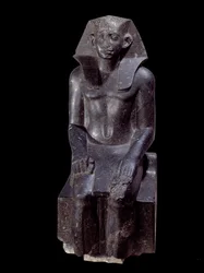 Ancient Egyptian Art: Statue of King Sesostris III. Diorite sculpture around 1870 BC