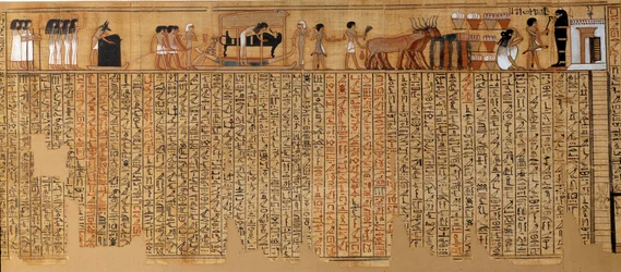 Egyptian Antiquity: Book of the Dead, Papyrus of Nebqed. Around 1400-1350 BC. 18th dynasty. From Thebes. Sun 6.3 m Paris, Musee du Louvre