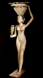 Egyptian antiquities: wooden carving as bearers of offerings. Middle empire