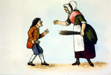 A child is chastised at a Dame
