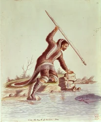 Inuit spearing fish