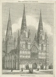 Lichfield Cathedral - West Front: woodcut engraving