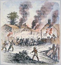 Nipmuc Indians Attack the Settlement of Brookfield, Massachusetts in August 1675
