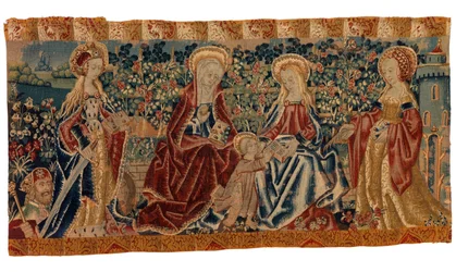Altar Frontal Tapestry Depicting the Virgin and Child and St Anne Attended by Two Saints