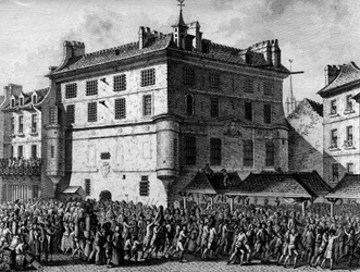 French Revolution: The people of the French Guards of the prison of the Abbey of Saint Germain des Pres in Paris on 30 June