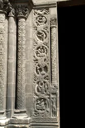 Gothic Art: Pieright of the Portal on the Right of the Western Facade of the Basilica of Saint Denis Representing the Work of the Fields (Left). Saint-Denis, France