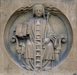 Gothic art: allegory of alchemy. Cathedrale Notre Dame in Paris