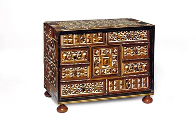 South German marquetry table cabinet