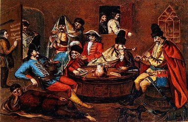 Rebel Soldiers of Prince Ferenc Rakoczi II Relaxing with Companions (after a Hungarian Seventeenth Century Painting)