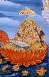 Lord Ganesh Ganpati Miniature Painting Writing Scripture