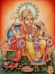 Lord Ganesh Ganpati Miniature Painting on Ivory