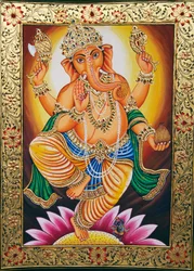 Lord Ganesha Ganpati Miniature Painting on Paper