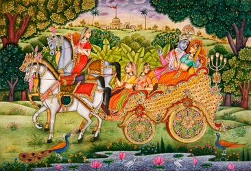 Lord Krishna with Radha Miniature Painting on Paper